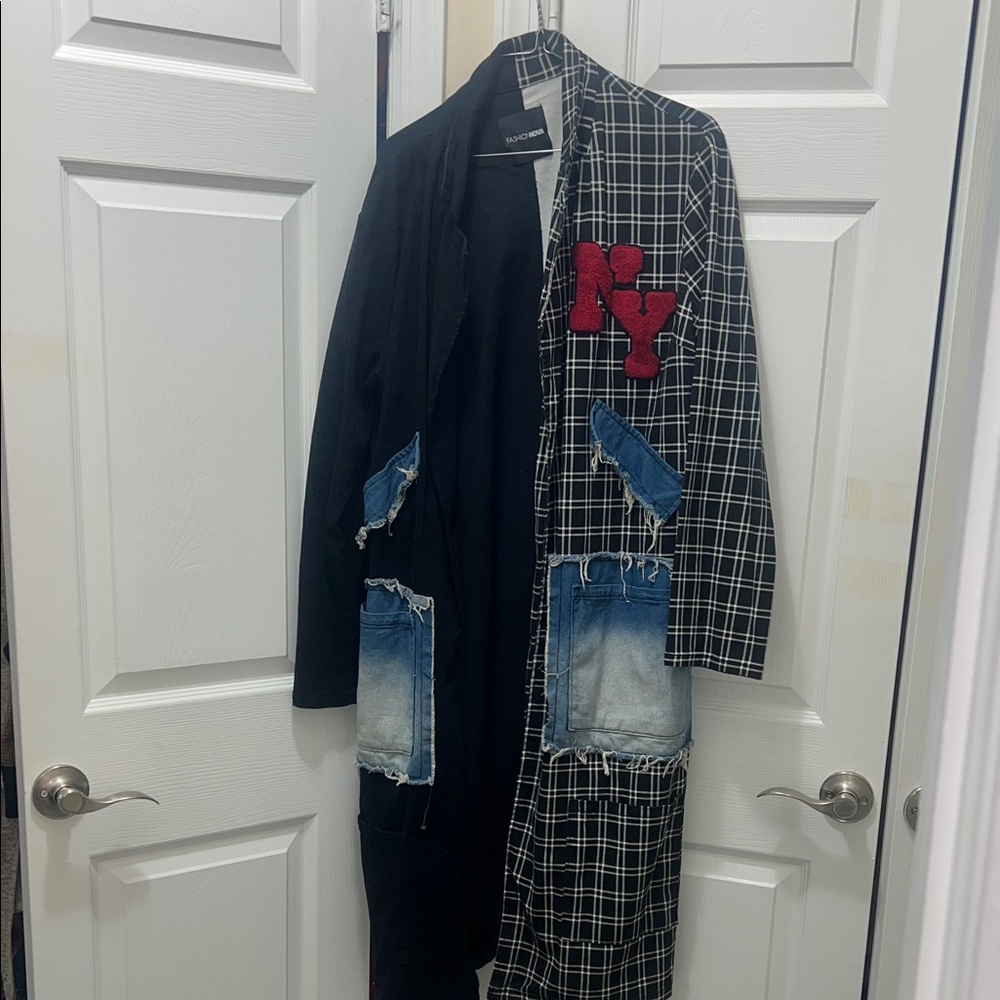 Fashion Nova Black and White Plaid Coat